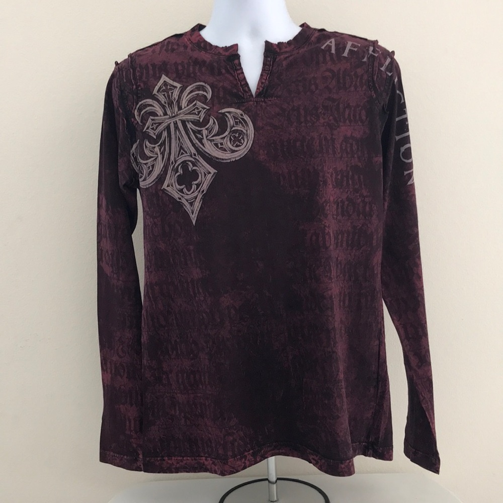 Affliction long sleeve v-neck shirt size medium